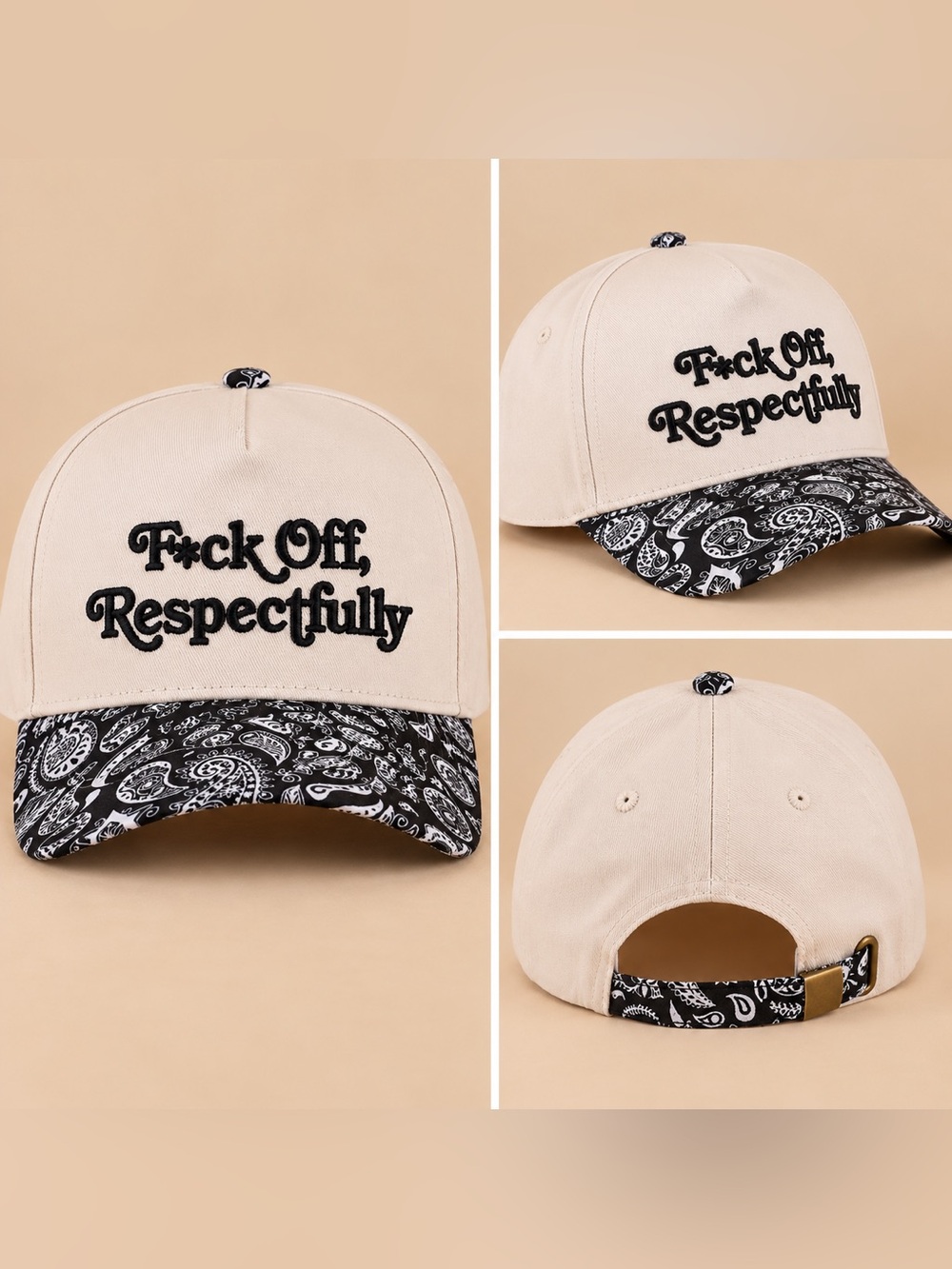 ZENANA F*CK OFF RESPECTFULLY HAT PAISLEY Black